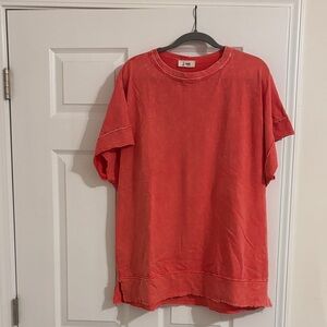 Women's Washed Red Crewneck Shirt